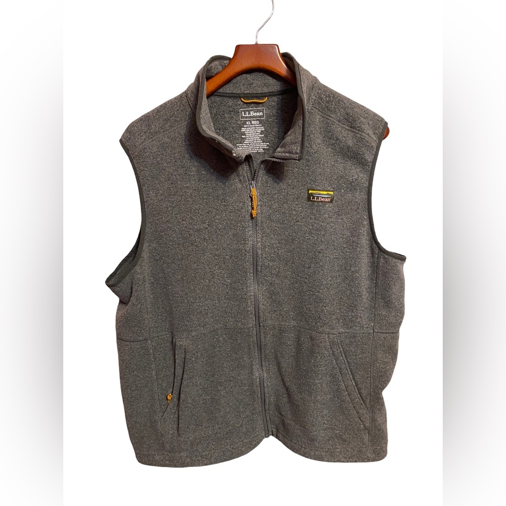 LL BEAN Vest Mens XL Mountain Classic Fleece Full Zip Mock Neck Gray